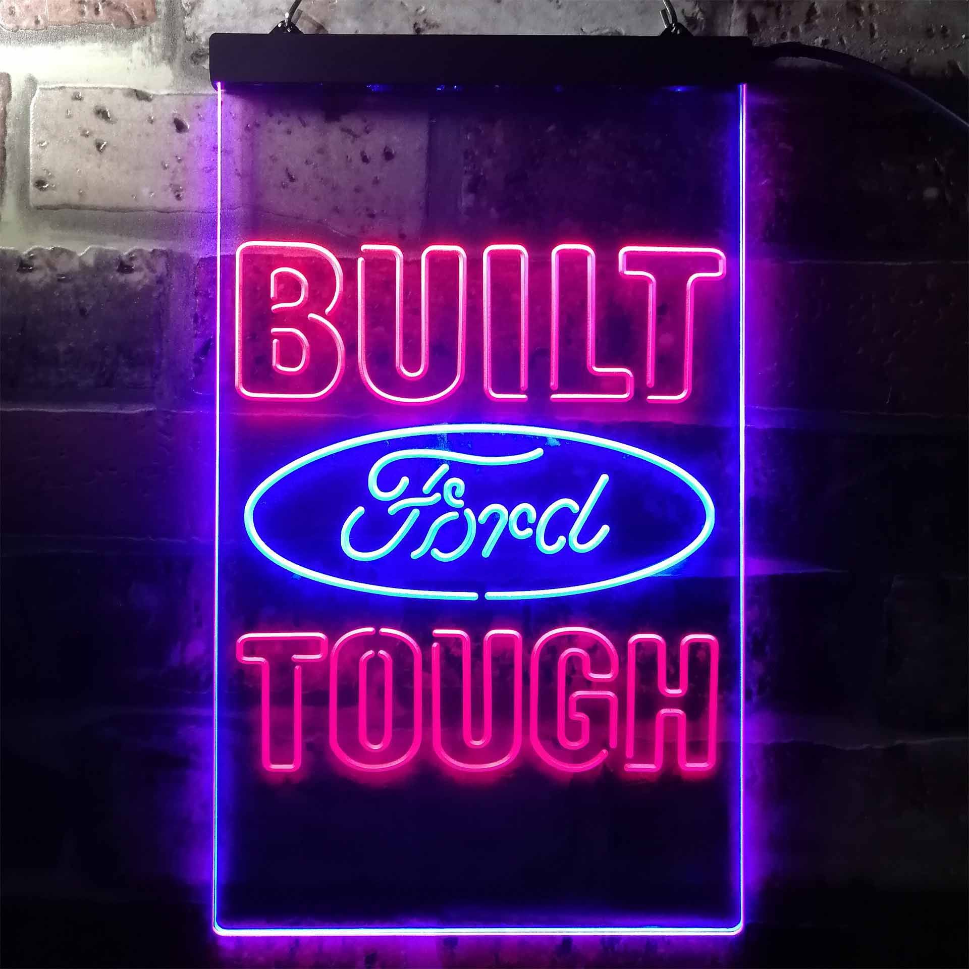 Ford Built Tough Dual LED Neon Light Sign